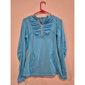 Lululemon Women’s Run Hoodie Jacket – Size 5, Snorkel Blue Microstripe